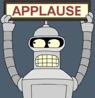 👏 72a5c1e6 Bender Futurama APPLAUSE Futurama, Bender, robô, aplausos, engraçado, desenho animado telegram sticker