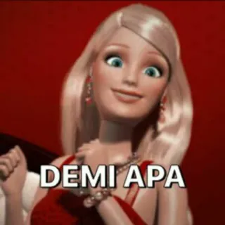 😆 2bf4d62a Barbie DEMI APA 바비, 인형, 아무거나, 인도네시아어, 밈 whatsapp sticker