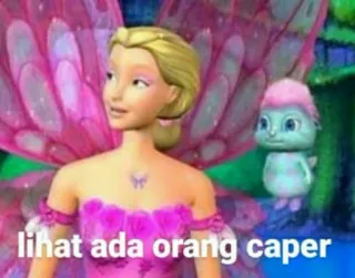 😆 4ebf5253 lihat ada orang caper 바비, 요정, 애니메이션, 분홍색, 나비 whatsapp sticker