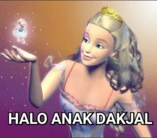 😆 6129792d Barbie HALO ANAK DAKJAL 바비, 요정, 밈, 텍스트, 모욕 whatsapp sticker