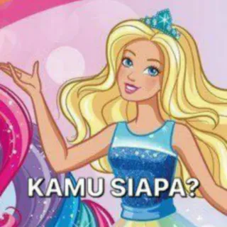 😆 d40cdc29 Barbie KAMU SIAPA? 바비, 만화, 공주, 반짝이, 텍스트, 인사말 whatsapp sticker