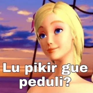 😆 f19e891c Barbie Lu pikir gue peduli? 만화, 밈, 바비, 냉소적, 인도네시아 whatsapp sticker