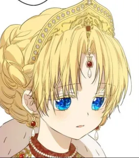 🤍 2043612e Anime, Công chúa, Vương miện, Chân dung, Tóc vàng, Hoàng gia, Manga telegram sticker