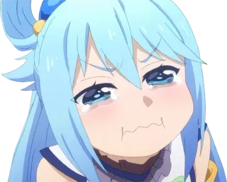 😢 11650367 Aqua anime, chorando, fofo, desenho animado, água telegram sticker