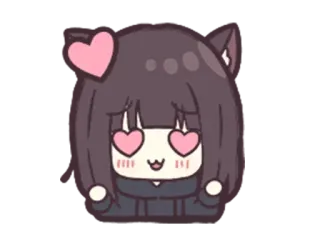 😍 1821449a garota anime, orelhas de gato, olhos de coração, kawaii, fofo, amor telegram sticker