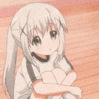 👀 a6449587 garota anime, fofa, desenho animado, sentada, pensativa telegram sticker