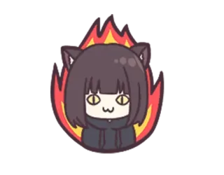 😈 ea9529f3 gato, kawaii, fofo, anime, adesivo, desenho animado, fogo telegram sticker