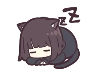 😴 f87e9fd9 gato, anime, kawaii, fofo, sonolento, cansado, garota telegram sticker