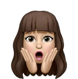 😱 6f89dcdb Memoji, Emoji, Sorprendido/a, Mujer, Dibujo animado, Emocionado/a whatsapp sticker
