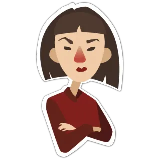 🤨 ae9f252c 怒り, 女性, ポートレート, 漫画, キャラクター, 腕組み telegram sticker