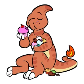 🎂 d703dc3c Charmander 포켓몬, 파이리, 컵케이크, 귀여운, 만화 telegram sticker