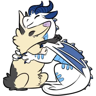 ❤ 34e7a93b 龙, 狗, 拥抱, 幻想, 卡通 telegram sticker