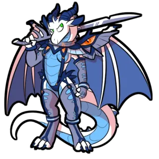 ✂️ 45008187 龙, 拟人, 盔甲, 幻想, 剑, 角色 telegram sticker