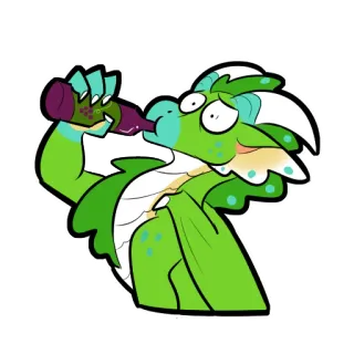 🍷 5a7c9cf9 龙, 饮用, 卡通, 绿色, 动物, 幻想, 贴纸 telegram sticker