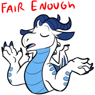 😒 5e5f7a85 FAIR ENOUGH 龙, 好吧, 手势, 卡通 telegram sticker