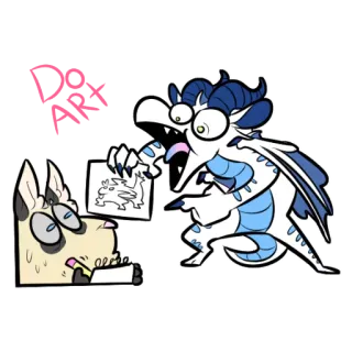 ✏ cf092113 DO ART 艺术, 龙, 狗, 卡通, 绘画 telegram sticker