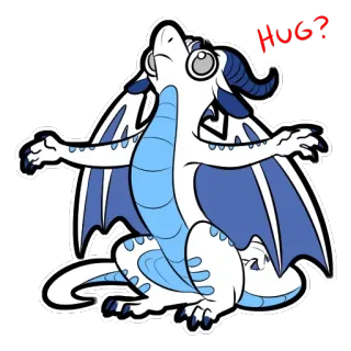 👐 d8b14c19 HUG? 龙, 拥抱, 卡通, 友好的, 翅膀, 可爱 telegram sticker