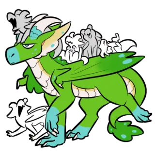 🚙 ea5d3b5e 龙, 幻想, 神话生物, 卡通, 绿龙, 动物 telegram sticker