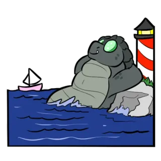 🛁 2baeadbc 怪物, 海, 灯塔, 船 telegram sticker