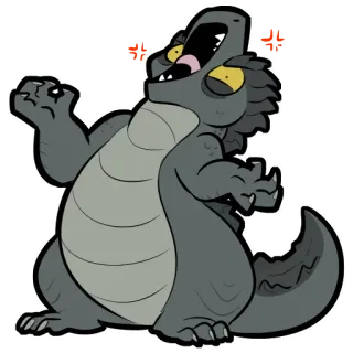 💢 40716ea6 卡通, 鳄鱼, 生气, 动物, 爬行动物 telegram sticker