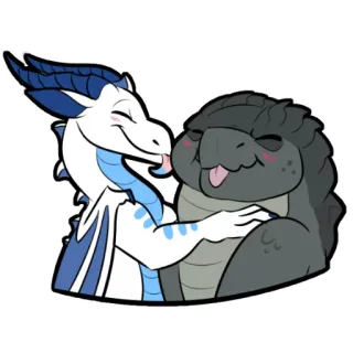 💋 81bfdee9 龙, 卡通, 幻想, 友谊, 爬行动物, 插画 telegram sticker
