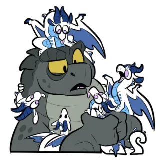 ❤ ac2cddf3 龙, 奇幻, 卡通, 动物, 可爱, 插画 telegram sticker