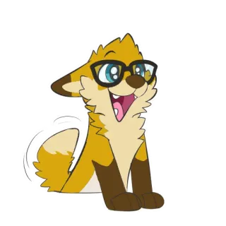 😁 7770e6fa rubah, kacamata, kartun, binatang, imut, berbulu whatsapp sticker