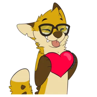 ❤️ 920f246b Furry, Rubah, Hati, Kacamata, Kartun, Lucu, Cinta whatsapp sticker