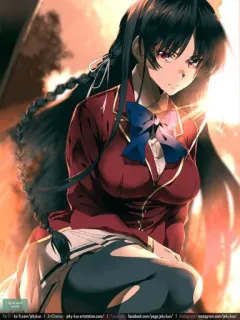 🙃 309e2d41 애니메이션, 소녀, 빨강, 리본, 교복, 캐릭터, 일러스트 telegram sticker