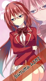 🙃 3ce516c7 SATURA MIRI 애니메이션, 캐릭터, 여자, 빨간머리, 안경, 교복 telegram sticker