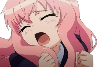 🌶 3a66c605 Anime, Garota, Feliz, Alegre, Animada, Cabelo rosa telegram sticker