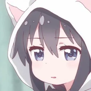 😶 61806bd6 garota anime, fofa, orelhas de gato, moletom com capuz, desenho animado, mangá telegram sticker