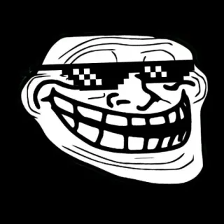 😂 05ad006a Trollface Meme, Troll, Internet, Kacamata hitam, Hadapi saja, Wajah telegram sticker