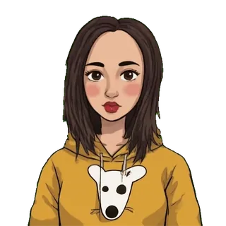 🤩 6dc2ec84 kobieta, kreskówka, portret, strój codzienny, uśmiechnięta, ilustracja portretowa telegram sticker