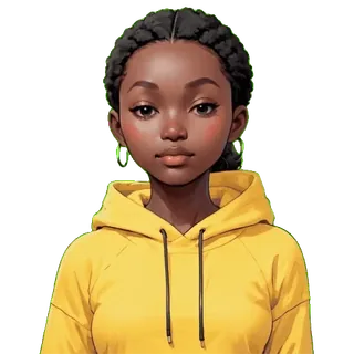 🤩 92d944e6 Mädchen, schwarz, süß, Cartoon, afrikanisch, Hoodie, gelb whatsapp sticker