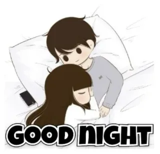 🤗 110f60dc GOOD NIGHT 晚安, 情侣, 睡觉, 爱, 卡通 telegram sticker
