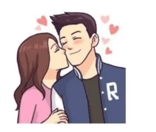 💋 1ff53e58 亲吻, 情侣, 爱, 卡通, 爱意, 爱心 telegram sticker