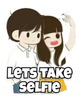 📱 5dc9574b Lets take selfie 自拍, 情侣, 可爱, 卡通, 手机, 爱 telegram sticker