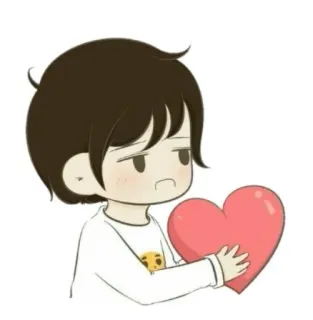 😒 8185b255 卡通, 男孩, 爱心, 爱, 难过 telegram sticker