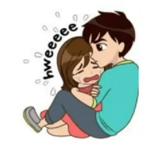 🥺 82417f06 hweeeee 哭泣, 悲伤, 情侣, 拥抱 telegram sticker