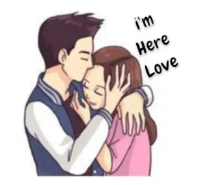 😘 9c66e918 I'm Here Love 爱, 情侣, 拥抱, 浪漫, 感情 telegram sticker