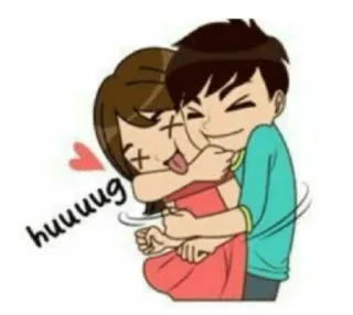 🤗 a08f0a96 huuuug 拥抱, 卡通, 情侣, 爱, 爱意 telegram sticker