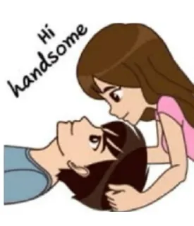 😉 d05cf5db Hi handsome 情侣, 爱, 感情, 浪漫, 卡通, 帅 telegram sticker