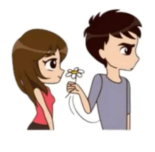 😒 d088b9cf 卡通, 情侣, 爱, 花, 浪漫, 动画 telegram sticker