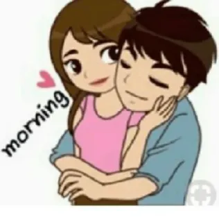 🥰 dab44323 morning 爱, 情侣, 早上, 卡通, 拥抱 telegram sticker