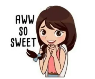 ☺ ef47423a AWW SO SWEET 可爱, 女孩, 甜美, 卡通, 动漫, 表情 telegram sticker