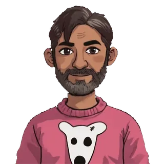 😉 6e000b72 cartoon, man, portrait, person, illustration, sweater telegram sticker