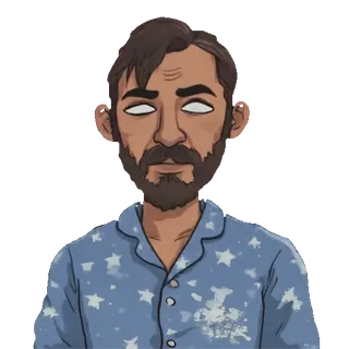 😴 f942d1fe man, cartoon, pajamas, sleepwear, beard, eyes telegram sticker