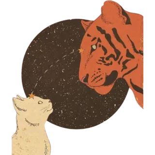 ✨ 299772f0 kucing, harimau, bintang, langit, hewan, persahabatan telegram sticker