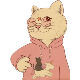 ✨ 3e1c9770 kucing, unicorn, kacamata, hoodie, stiker, kartun, hewan telegram sticker